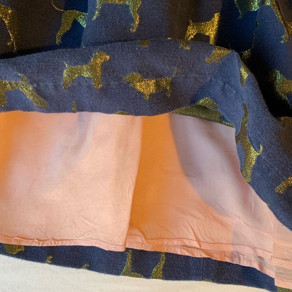 Mini Boden fancy occasion party or holiday dress, 9-10, gold sparkly dog pattern - Picture 4 of 6